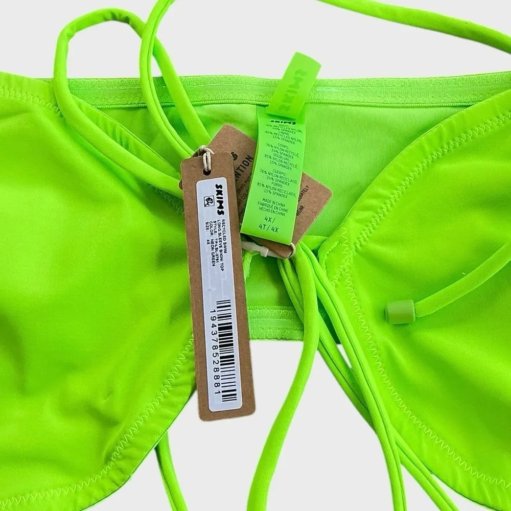 SKIMS Neon Green Long Sleeve Bikini Crop Top 4X NWT Body-less Swim